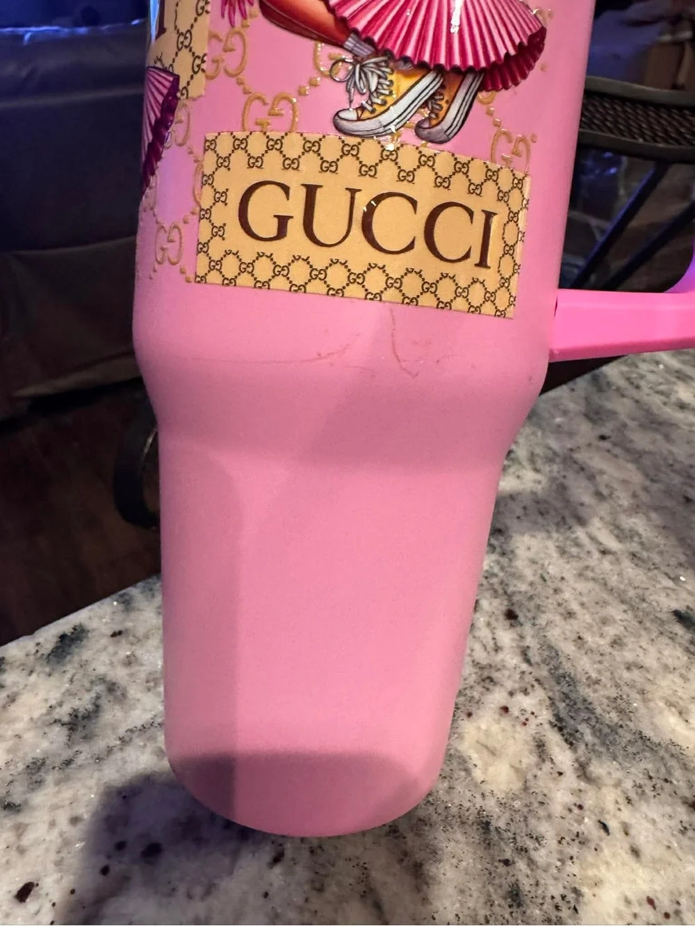 Betty Boop Pink Travel Tumbler with Gold Accents